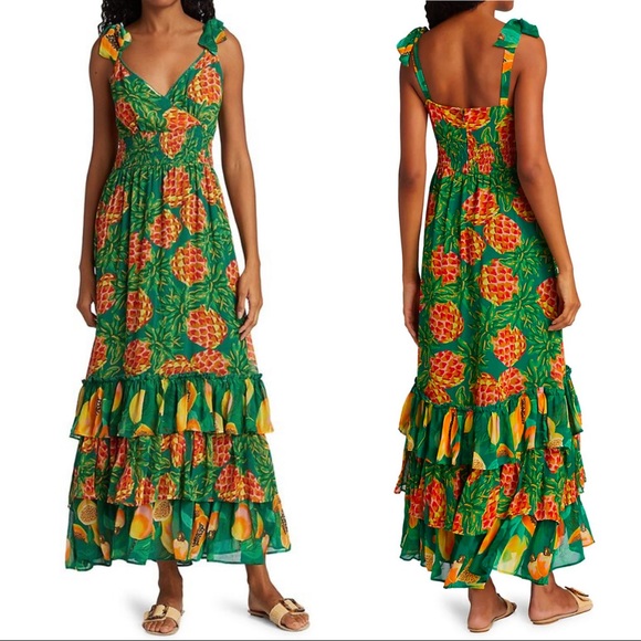 Farm Rio Pineapple Galore Smocked Waist Maxi Dress - Picture 3 of 9